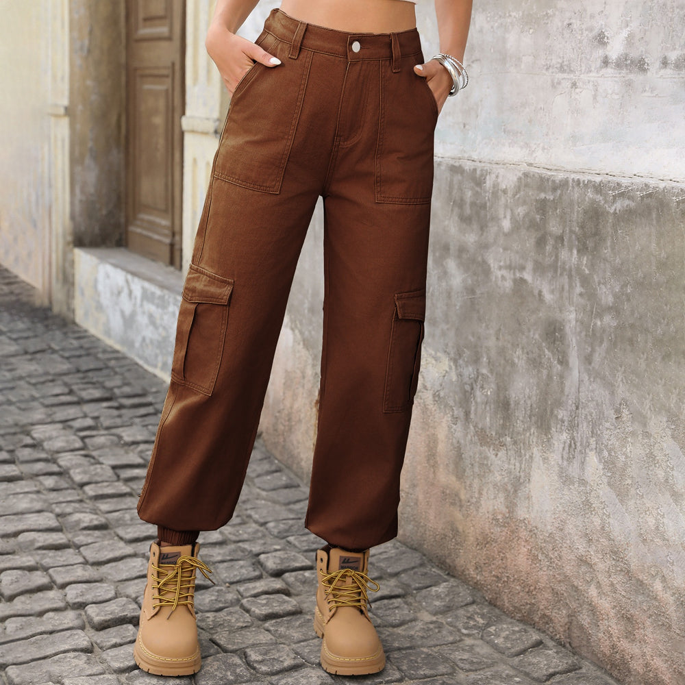 Wishfashion cross-border export  new arrival washed semi-elastic stylisheasiest for match jogger pantsworkwear denim pants