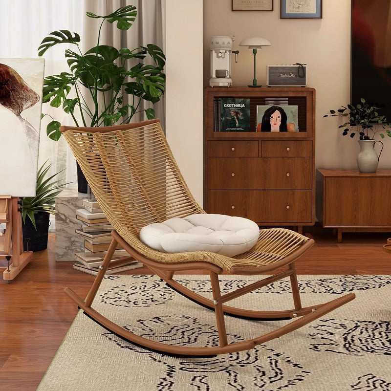 Rocking chair recliner lazy sofa adult casual balcony rattan sofa chair for home living room popular outdoor rocking chair