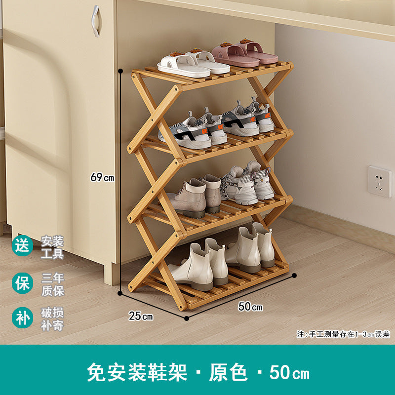Shoe rack simple door for home multi-layer storage space-saving corner small dust-proof narrow shoe cabinet free of installation