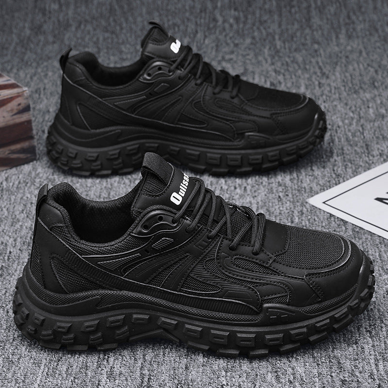 Spring men's shoes 2025 new black athletic casual work shoes - waterproof, slip-resistant, wear-resistant, durable, and trendy work safety shoes