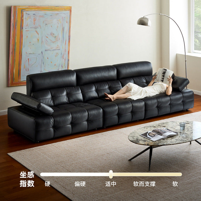 Italian laurence sofa foshan furniture high back genuine leather sofa classy black living room straight row high-end sofa
