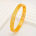 Middle eastern filigree openwork gold bangle, 66mm inner diameter, vintage court style carved bracelet, women's jewelry wholesale