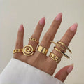 Wholesale glossy plain band rings - european & american cross-border jewelry - women's geometric electroplated stylish knuckle ring set