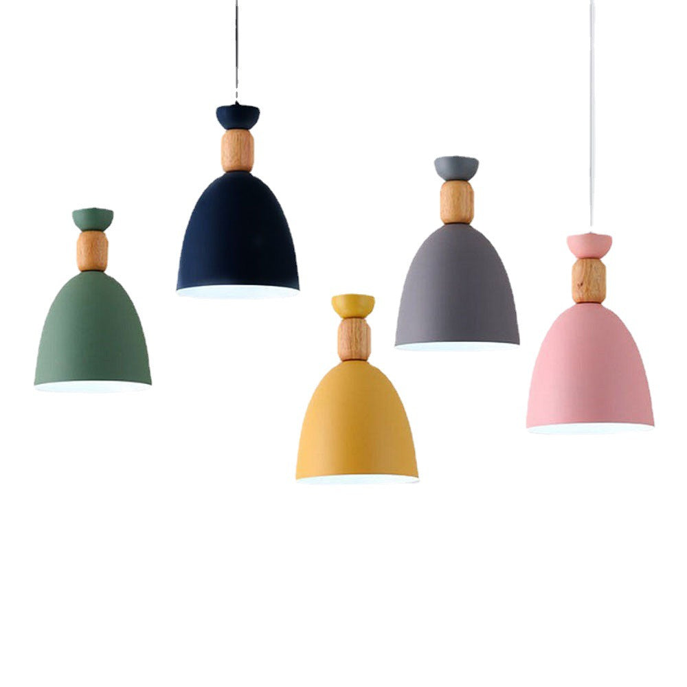 Creative pastoral and rural style LED color Nordic wrought iron wood chandelier, personalized modern simple lighting fixtures, post-modern