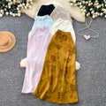 French acetate satin jacquard printed a-line midi skirt - korean style high waist slimming workwear spring new arrival