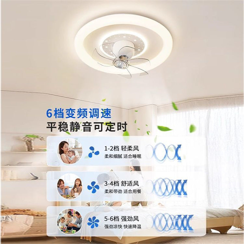 new full spectrum eye protection cream style 360° oscillating bedroom fan light with smart voice control