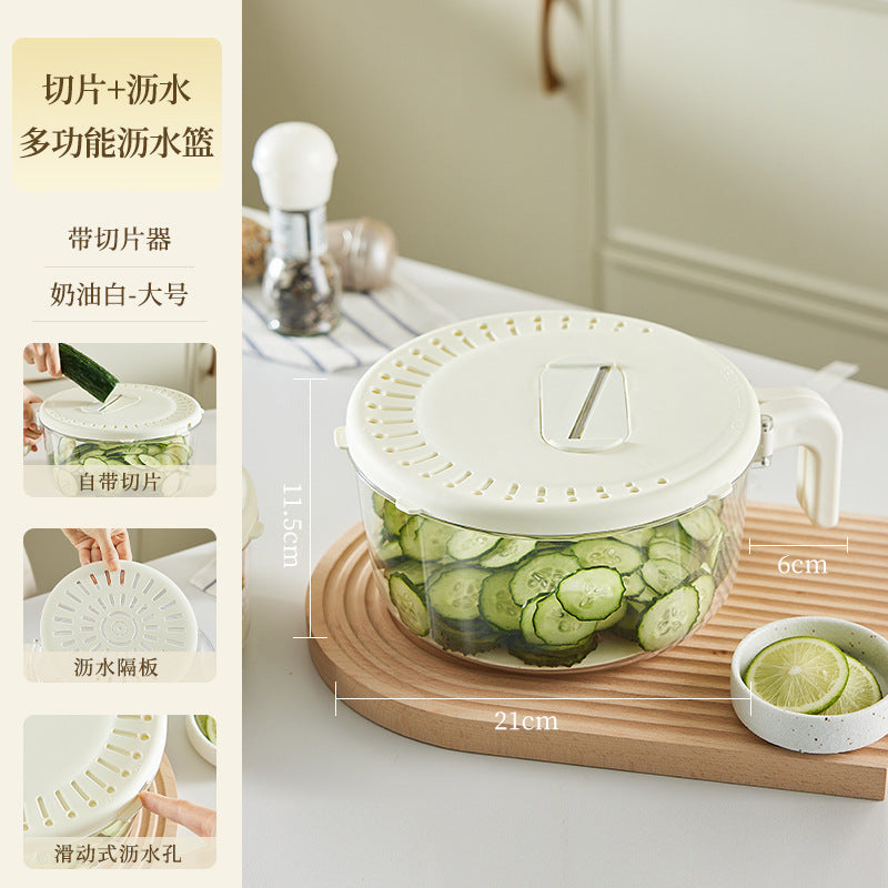 Multifunctional drain basket vegetable basin folding handle vegetable basket household kitchen refrigerator fresh-keeping box vegetable grater