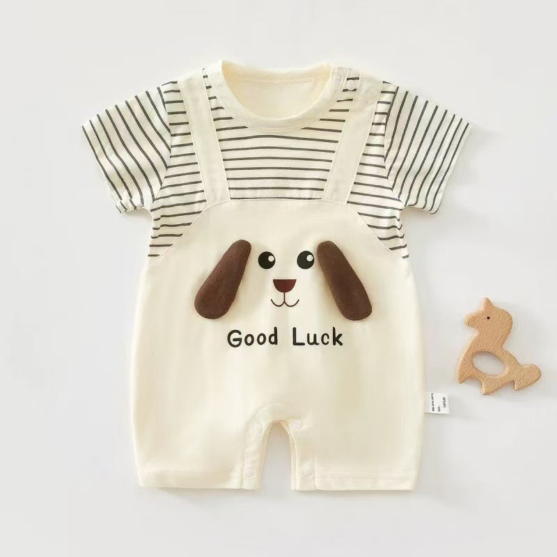Baby onesie, breathable cartoon romper, infant summer lightweight clothing, short-sleeved outerwear, crawling suit, cartoon crawling suit