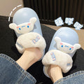 2025 cartoon slippers with detachable washable cotton lining, thickened plush outer, cute and waterproof for home wear, perfect for girls and couples