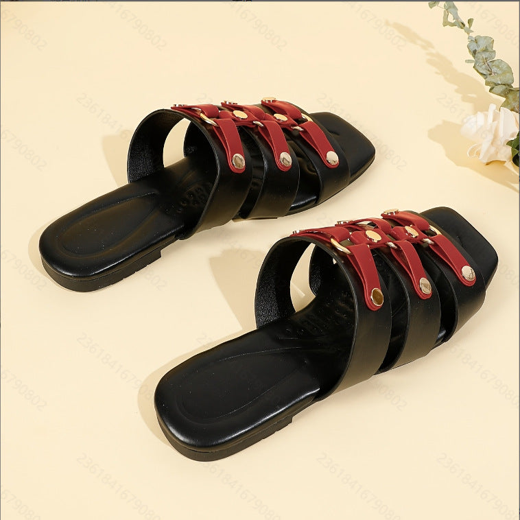 2025 new flat retro roman sandals and slippers - women's comfortable high-end flat heel slippers for wholesale