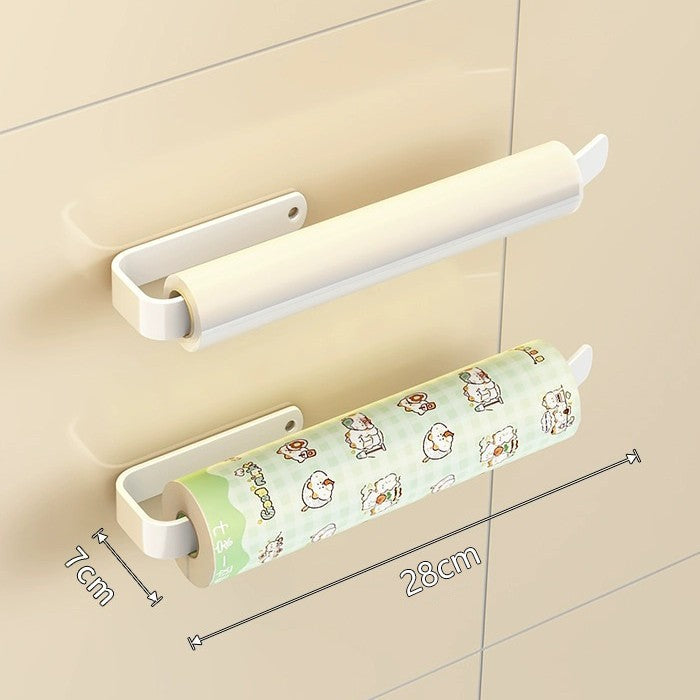 Paper hanger for kitchen tissue holder No punching plastic wrap Oil absorption Wall-mounted paper roll rod Cabinet storage rack