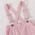 new girls' fashion two-piece set: letter print tank top + pink distressed denim overalls