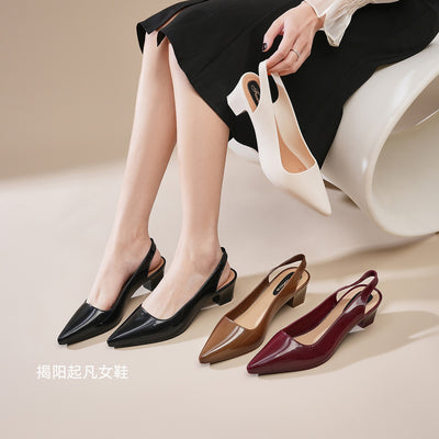 New pointed-toe sandals, high heel sandals, women's versatile mary jane stilettos, open-back low-cut fashionable outdoor sandals