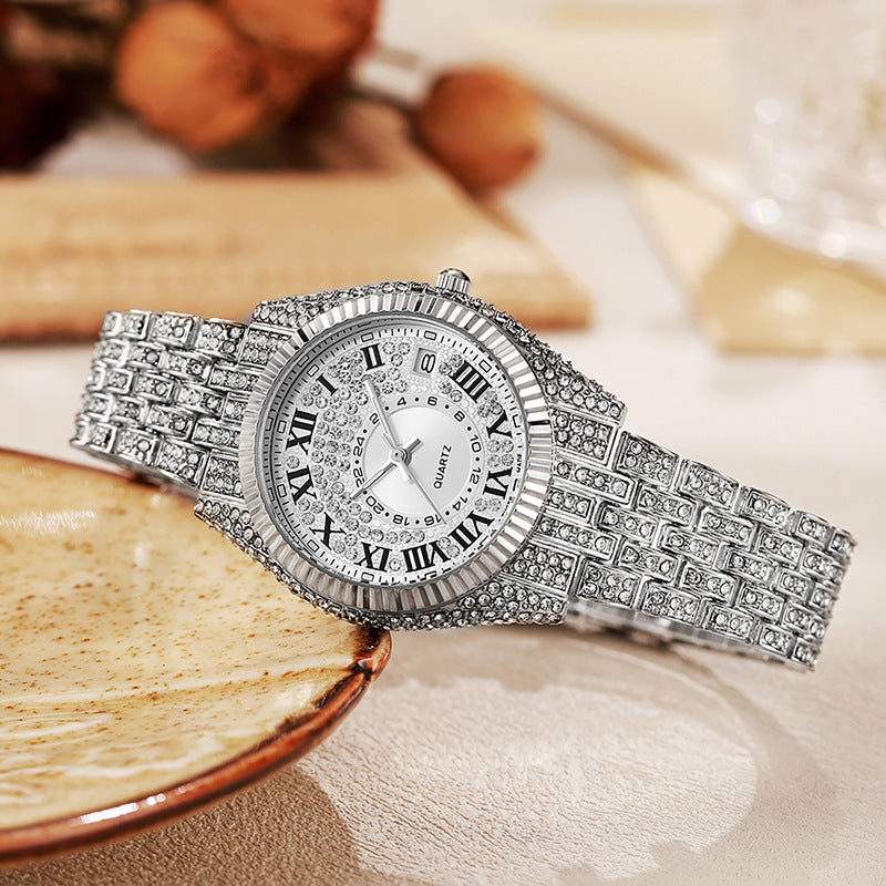 New arrival hot selling cross-border watches - alloy quartz watches with diamond accents, full diamond women's watches - dropshipping available