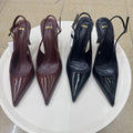 Spanish mng mango 2026 summer new pointed-toe patent leather sexy buckle closed-toe stiletto heel sandals for women