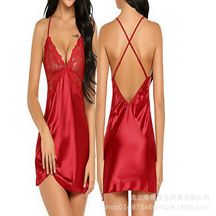 Aliexpress wholesale: new sexy lingerie - women's ice silk deep v halter backless bodysuit