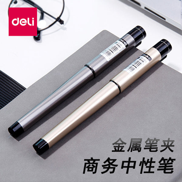Deli S95 business gender-neutral pen 0.5mm bullet for students, men's high-end black signature pen, fountain pen wholesale