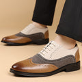 Plus size formal men's shoes brogue carved trendy men's business casual leather shoes breathable new british style color block