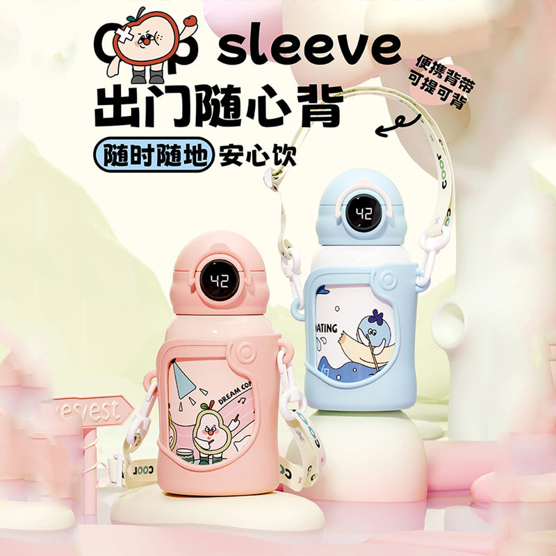 Kids thermos cup 316 stainless steel straw cup cute stainless steel cartoon student cup portable cup manufacturer