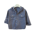 Kids' hooded jacket - new spring/autumn collection - boys' casual top - trendy baby plaid hooded shirt - stylish korean fashion