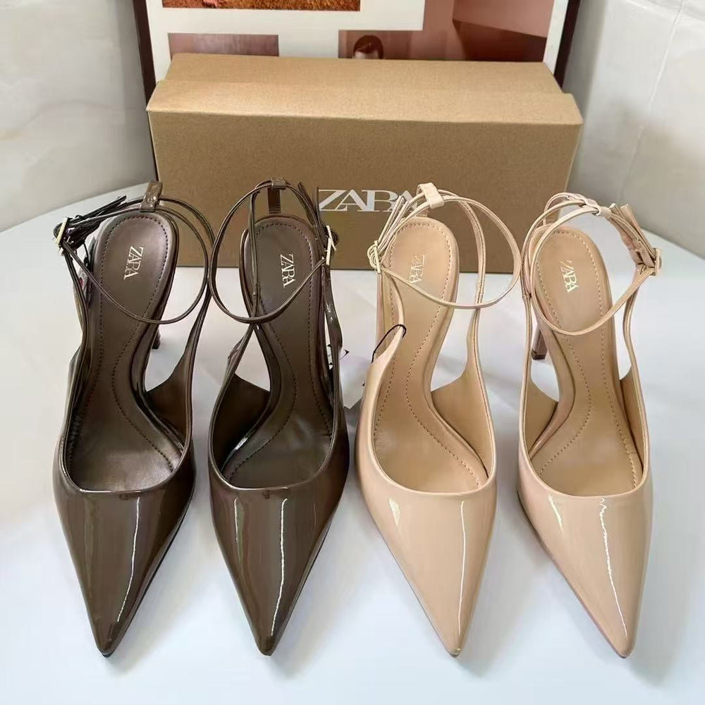 Zar spring new arrivals: women's khaki green high heels - sexy pointed-toe stiletto sandals