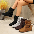 retroboots women's large size suede flats belt buckle women's export short boots zipper round toe women's boots wholesale