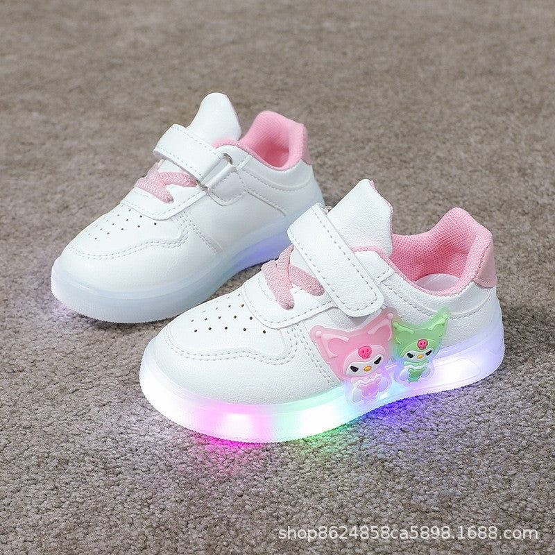 girls' light-up sneakers - mesh casual shoes, kids' running shoes, led light-up shoes