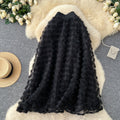 French heavy industry stereo rose flower high waist skirt women's styleeasiest for matchslimming lookelegance large swing a-line umbrella skirt