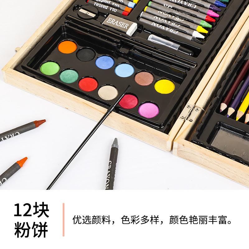 Customized 68-piece children's painting set, printable logo pattern, watercolor pen, crayon, drawing pen, art supplies gift box