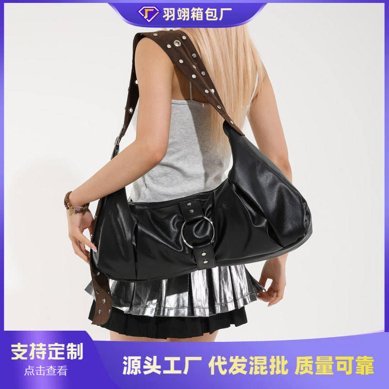 Foreign trade European and American locomotive style Spice girl bag women 2025 new large-capacity underarm bag high-end shoulder messenger bag