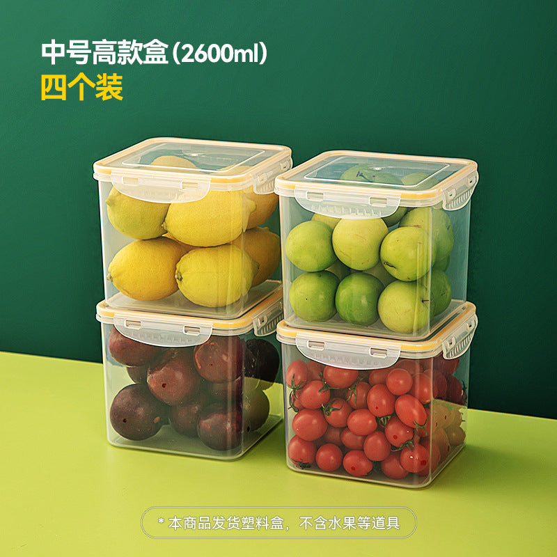Kitchen finishing dustproof storage box with lid transparent refrigerator storage box food grade plastic food crisper