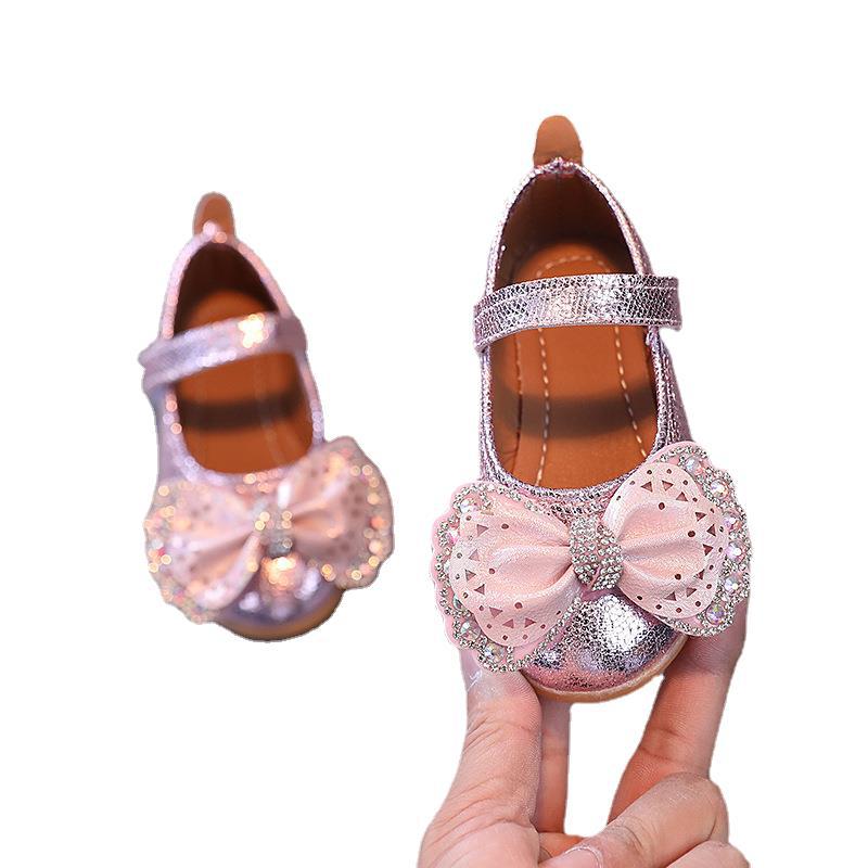 New girls' leather shoes princess shoes baby flats spring and autumn children's leather shoes soft sole baby girl square toe shoes low-cut shoes