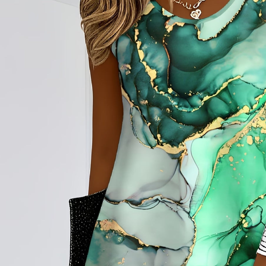 wholesale women's short-sleeved dresses, fashionable women's dresses for spring, summer, and autumn, new cross-border printed designs