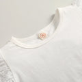 European and american cross-border e-commerce new arrival: girls' solid color hollow-out flutter sleeve crew neck top with detachable strap shorts two-piece set