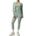 European and american nude feel solid color slim-fit top, jacket, and yoga outfit - quick-dry activewear three-piece set for outdoor leisure, running, and fitness
