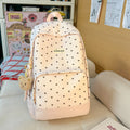 Korean style heart & polka dot backpack - women's large capacity college style student backpack - trendy, versatile, and cute