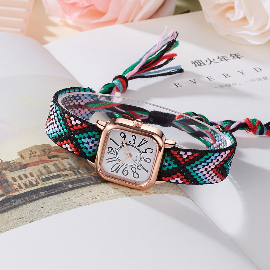 New women's watches live stream new women's woven strap quartz watch fashion cross-border wholesale