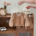 Girls' spring outfit : stylish two-piece leather set for little girls - trendy autumn wear