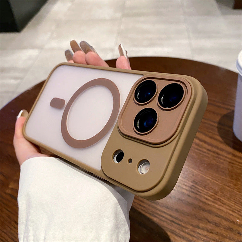 Yadun skin-feeling frosted magnetic suction suitable for apple 17pro mobile phone case iphone16/15 lens film anti-fall sheath
