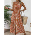 Xibo women's clothing  spring/summer fashion cross-border printed polka dot round neck maxi dress
