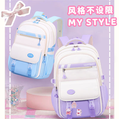 2024 cuhk student backpack - minimalist canvas bag, large capacity backpack for junior high and college girls, spine-protecting, lightweight, campus style