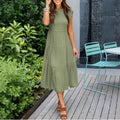 summer women's short-sleeve dress : fashionable solid color, slim-fit, figure-flattering, mid-length, versatile