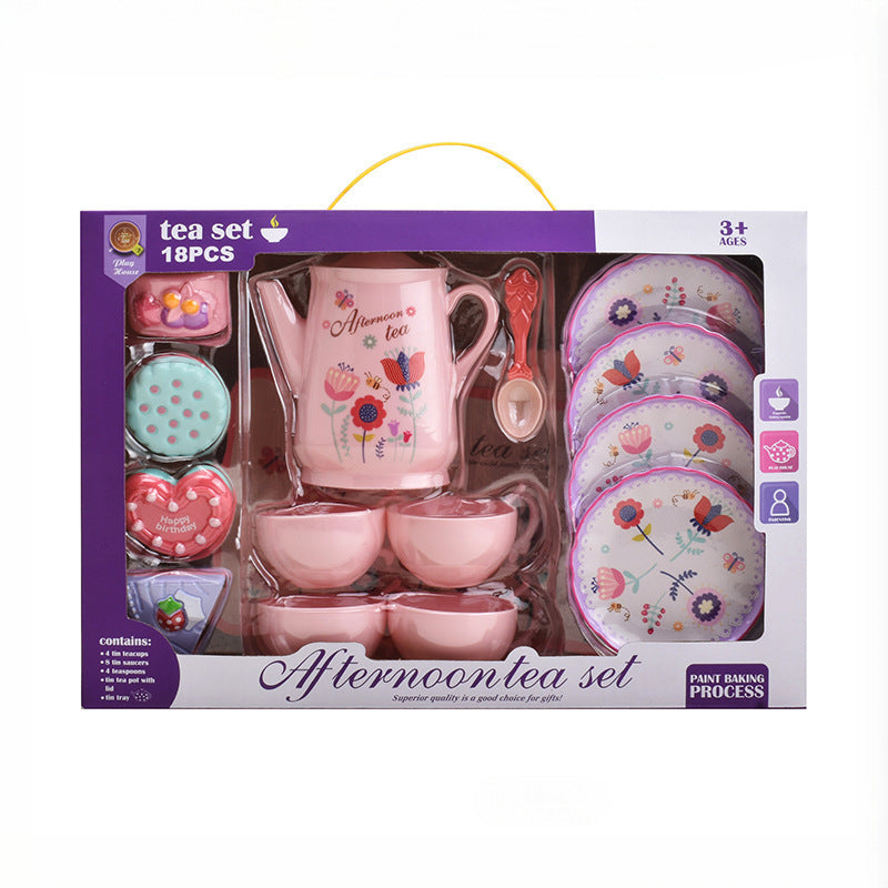 Cross-border export simulation tea set, dessert gift box set, play girl toy, afternoon tea series