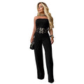 C7483 cross-border   fashion women's casual sexy bandeau metal buckle jumpsuit new