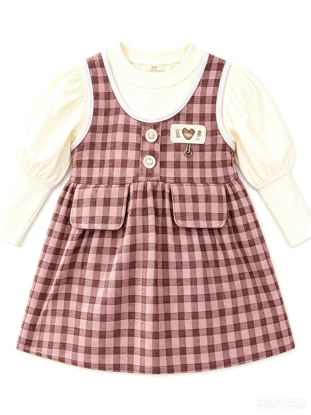 Girls' spring/autumn fashionable dress - new two-piece style, baby/kids plaid warm korean style skirt