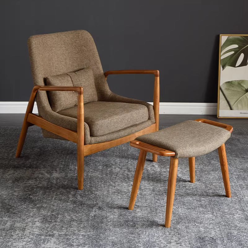 Scandinavian european casual solid wood sofa chair balcony living room lazy chair lounge chair casual chair footrest single sofa chair