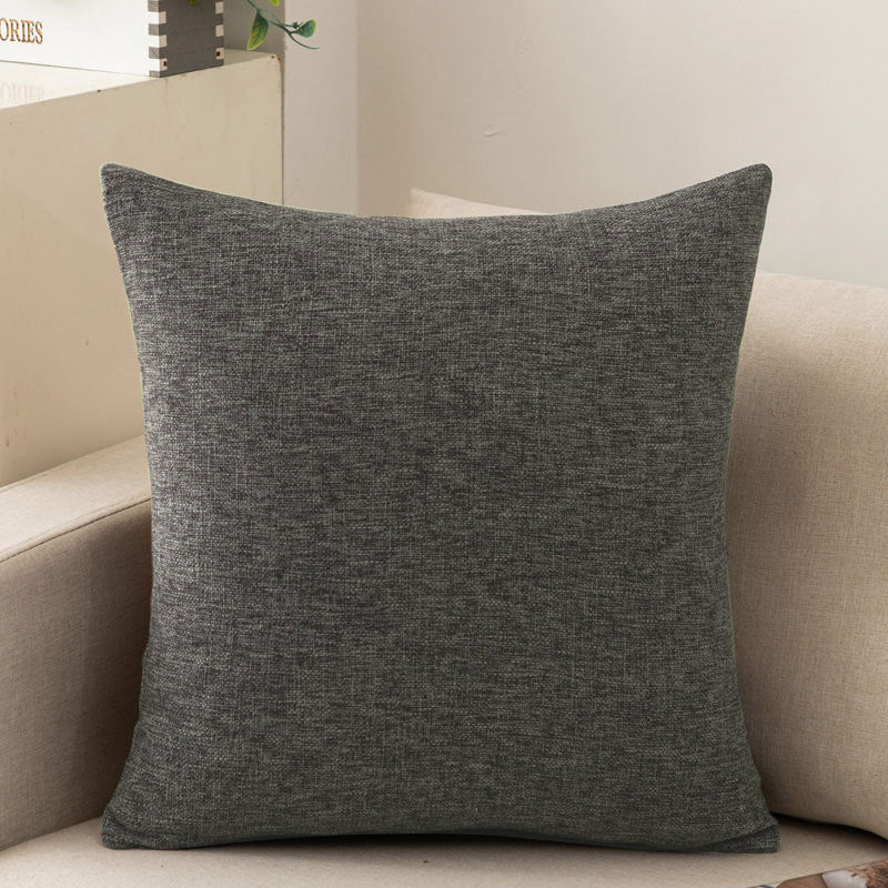 Solid color throw pillow sofa cushion cotton linen style minimalist modern office lumbar pillow square backrest bed headrest pillow