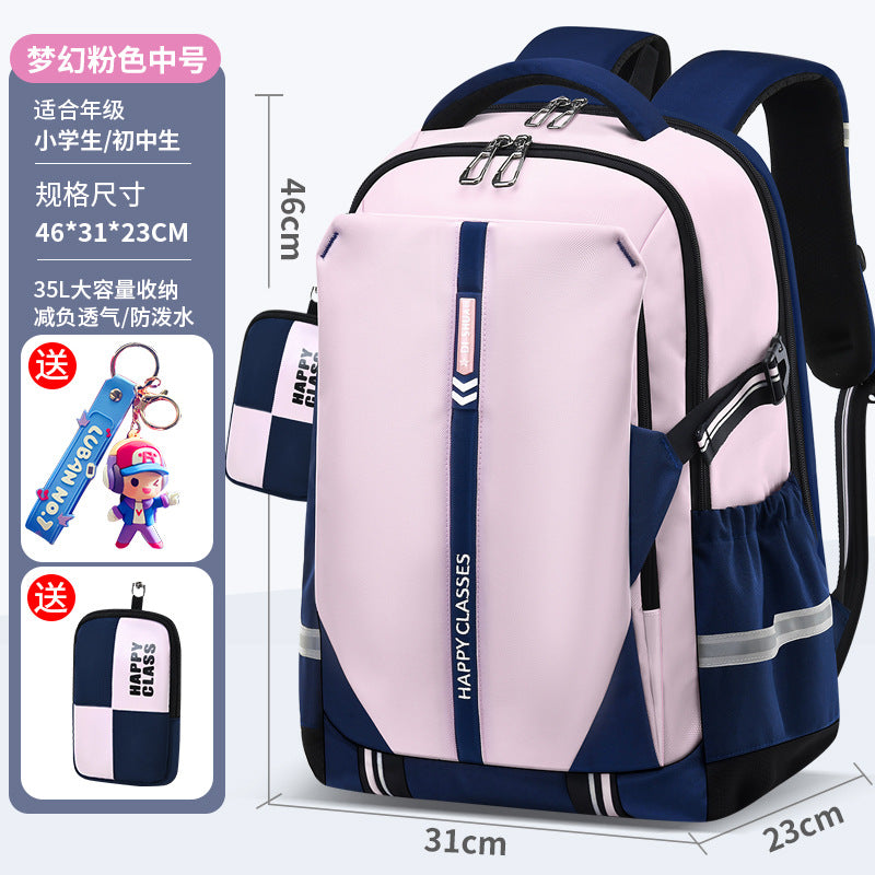 2026 new elementary and middle school boys' lightweight backpack - ergonomic, spine-supporting design for students - high school girls' large capacity, ultra-lightweight backpack