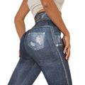 Clearance sale: faux denim print slim-fit workout leggings - high waist, butt-lifting, perfect for running, fitness, and yoga