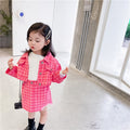 Baby girl spring/autumn preppy style long-sleeve casual outfit  girls' chanel-inspired denim jacket and mini skirt two-piece set